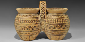Greek Daunian Painted Double Vessel