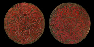 Large Anglo-Saxon Enamelled Hanging Bowl Mount Pair