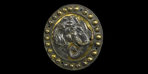 Large Western Asiatic Sogdian Gilt Silver Plaque with Elephant