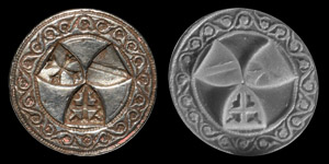 Medieval Heraldic Triple Armorial Seal