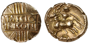 Iron Age Celtic Coins - Catuvellauni - Tasciovanus - Gold Tascio Rigon Stater