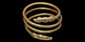 Scythian Gold Arm Ring with Wolf Terminals
