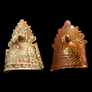 Jacobean and Cromwellian Period Glazed Ceramic Miniature Fire Guards