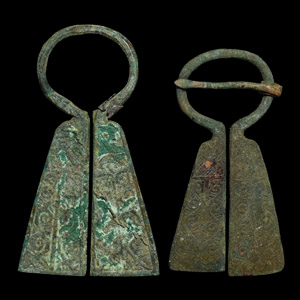 Viking Inspired Mordvinian Bronze Omega Brooch Pair