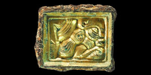 Anglo-Saxon Bronze Gold Chip-Carved Salins Style I Mount