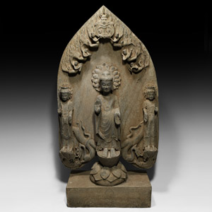 Chinese Wei Buddha in Aureole with Attendants