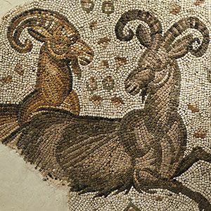Roman Mosaic with Mountain Lion Attacking Chamois