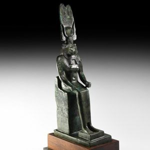 Egyptian Bronze Enthroned Wadjet