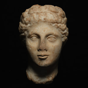 Greek Hellenistic Marble Head of a Nymph, Nereid or Aura
