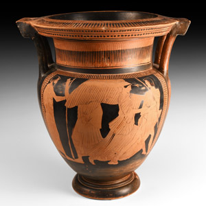 Large Greek Attic Red-Figure Column Krater with Myth of Kephalos Attributed to the Boreas Painter