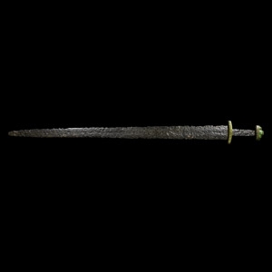 Anglo-Scandinavian Viking Sword with Jade Pommel and Elaborate Guards