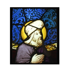 Medieval Stained Glass Panel of a Saint