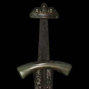 Viking Sword with Curved Guard and Five-Lobed Pommel