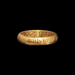 With Love and Joy I Think of Thee Gold Posy Ring
