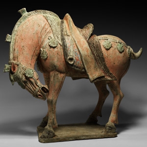 Chinese Tang Caparisoned Horse with Lowered Head