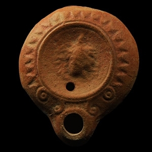 Roman Terracotta Oil Lamp with Head of Medusa