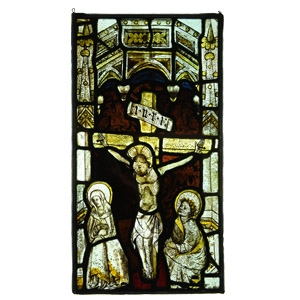 Stained Glass Panel with the Crucifixion, Virgin and Saint Paul