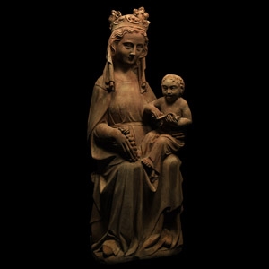 Fine Sandstone Virgin and Child Statue