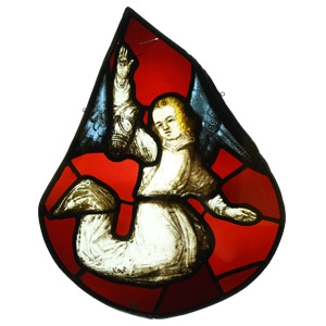 Medieval Stained Glass Panel with Angel