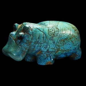 Egyptian Turquoise-Glazed Hippopotamus