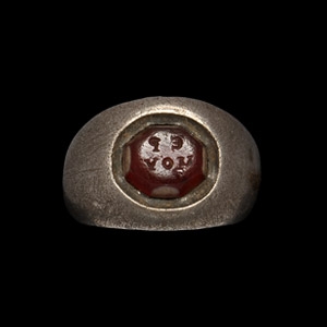 Silver Signet Ring with Gemstone for Ermos
