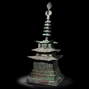 Large Chinese Tang Bronze Pagoda Reliquary Stupa