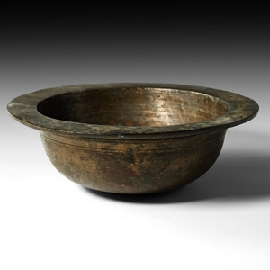 Western Asiatic Bronze Lamp Bowl with Flared Rim