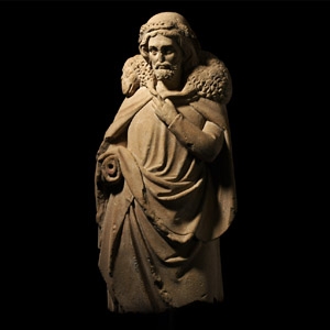 Stone Sculpture of Christ as the Good Shepherd