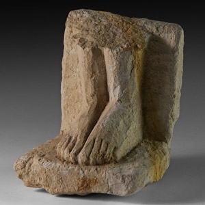 Egyptian Lower Legs from an Unfinished Limestone Figure