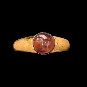 Gold Ring with Bull Gemstone