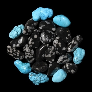 Polished Snowflake Obsidian and Turquenite Palm Stone Collection