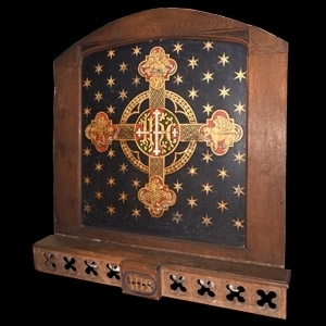 Massive Painted Oak Framed Slate Altar Screen
