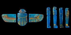 Glazed Composition Sons of Horus Amulet and Scarab Group