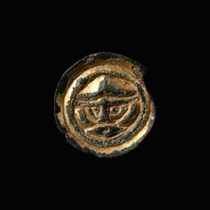 Gilded Button Brooch with Helmetted Head