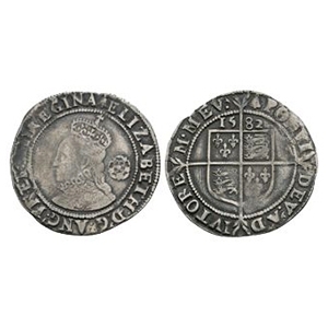 English Tudor Coins - Elizabeth I - 1582 - Sixpence