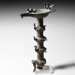Indian Bronze Five-Tiered Oil Lamp