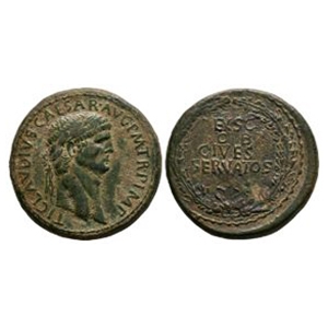 Ancient Roman Imperial Coins - Claudius - Wreath AE Sestertius