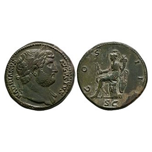 Ancient Roman Imperial Coins - Hadrian - Roma AE Sestertius