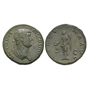 Ancient Roman Imperial Coins - Hadrian - Fortuna-Concordia AE Sestertius