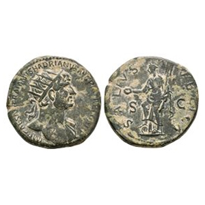 Ancient Roman Imperial Coins - Hadrian - Salus-Fortuna AE Dupondius