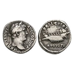 Ancient Roman Imperial Coins - Hadrian - Galley AR Denarius