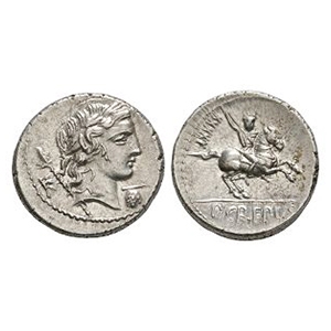 Ancient Roman Republican Coins - Pub Crepusius - Horseman AR Denarius