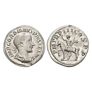 Ancient Roman Imperial Coins - Gordian III - Emperor Riding AR Denarius