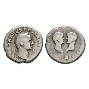 Ancient Roman Imperial Coins - Vespasian - Facing Heads AR Denarius