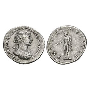 Ancient Roman Imperial Coins - Trajan - Genius AR Denarius