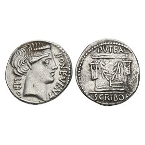 Ancient Roman Republican Coins - L Scribonius Libo - Puteal Scribonianum AR Denarius