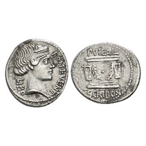Ancient Roman Republican Coins - L Scribonius Libo - Puteal Scribonianum AR Denarius