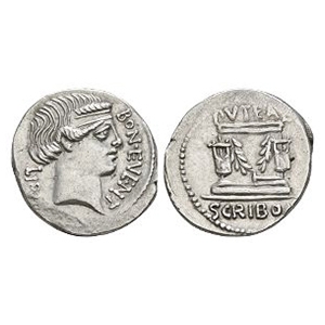 Ancient Roman Republican Coins - L Scribonius Libo - Puteal Scribonianum AR Denarius