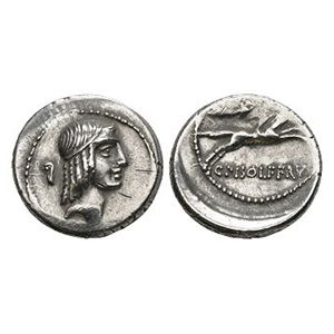 Ancient Roman Republican Coins - C Calpurnius Piso L f Frugi - Naked Horseman AR Denarius