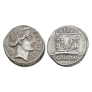 Ancient Roman Republican Coins - L Scribonius Libo - Puteal Scribonianum AR Denarius